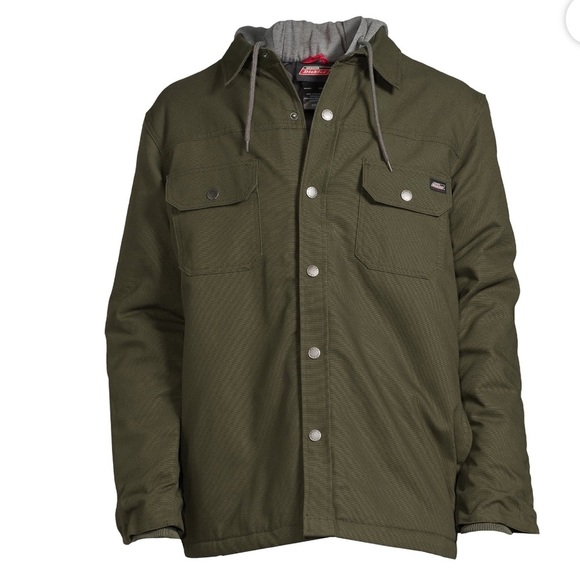 NWOT Dickies Green Canvas Chore Jacket Gray Hood - Picture 3 of 11